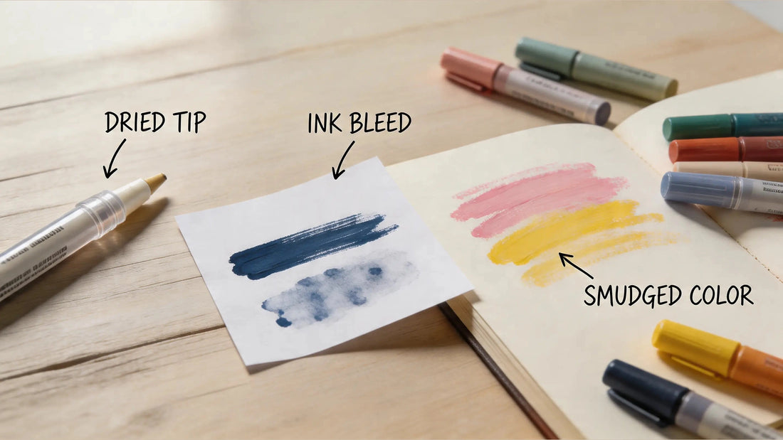 Feutre acrylique bouché et encre transpercée sur papier fin — erreurs courantes