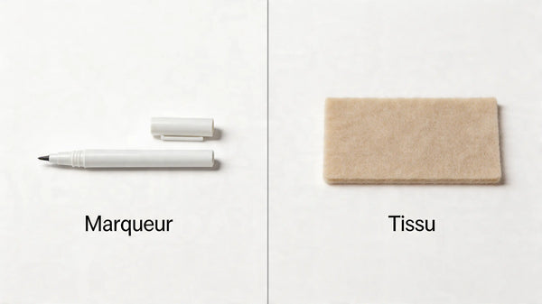 Comparaison entre un feutre acrylique marqueur et du feutre de laine tissu