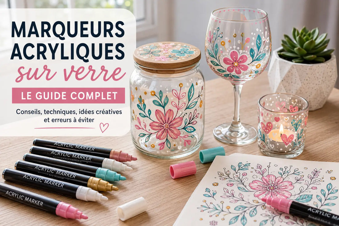 Décoration sur verre avec marqueurs acryliques pour projet DIY créatif