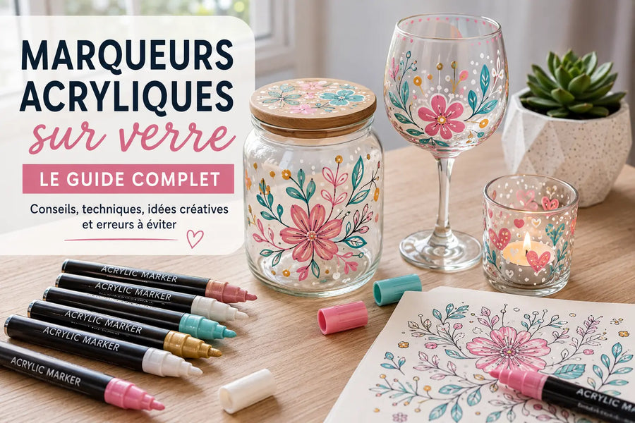 Décoration sur verre avec marqueurs acryliques pour projet DIY créatif