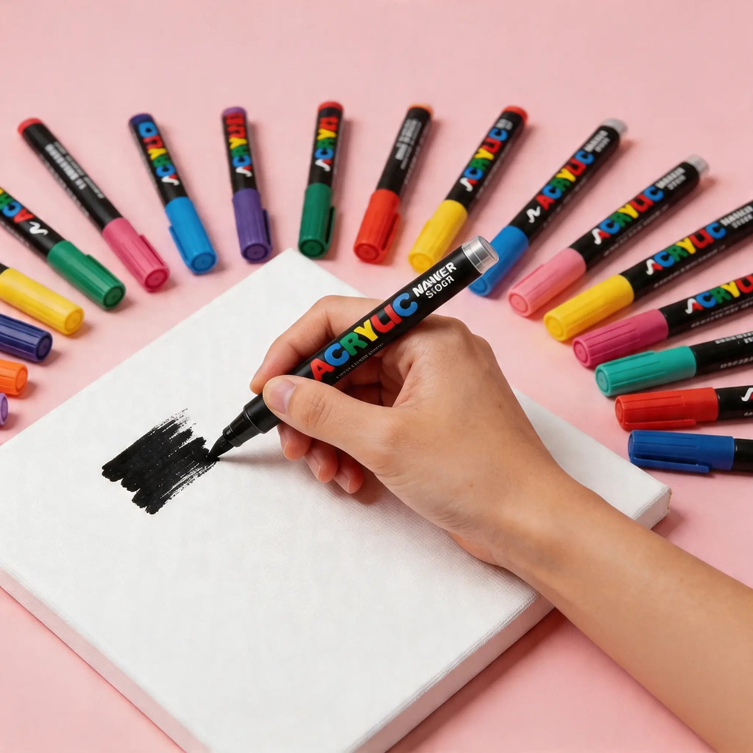 Collection marqueurs acryliques brush tip — sets 12 a 288 couleurs