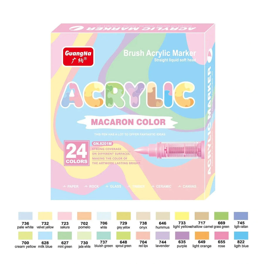 Feutres acryliques tons chair et pastel 24 couleurs - image produit