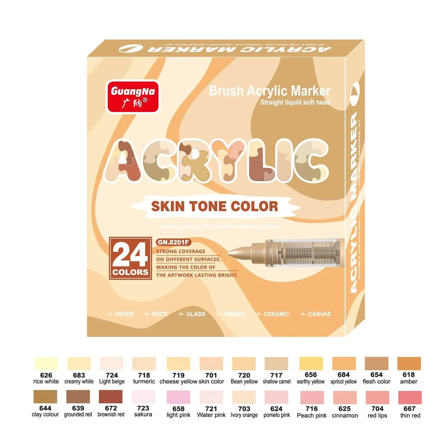 Feutres acryliques tons chair et pastel 24 couleurs - image produit