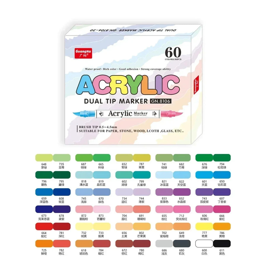 Feutres double pointe acryliques 60 à 168 couleurs - image produit