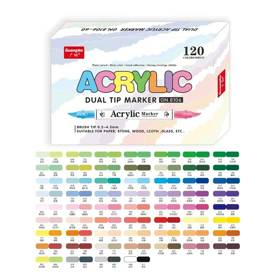 Feutres double pointe acryliques 60 à 168 couleurs - image produit
