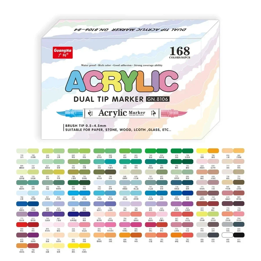 Feutres double pointe acryliques 60 à 168 couleurs - image produit