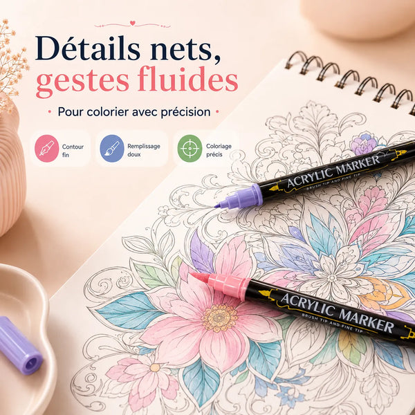Feutres double pointe acryliques 12 à 60 couleurs - image produit