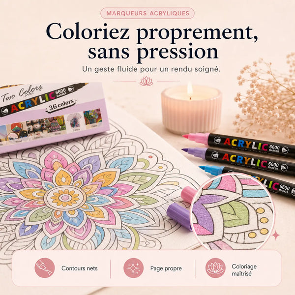 Feutres double pointe acryliques 36 à 84 couleurs - image produit