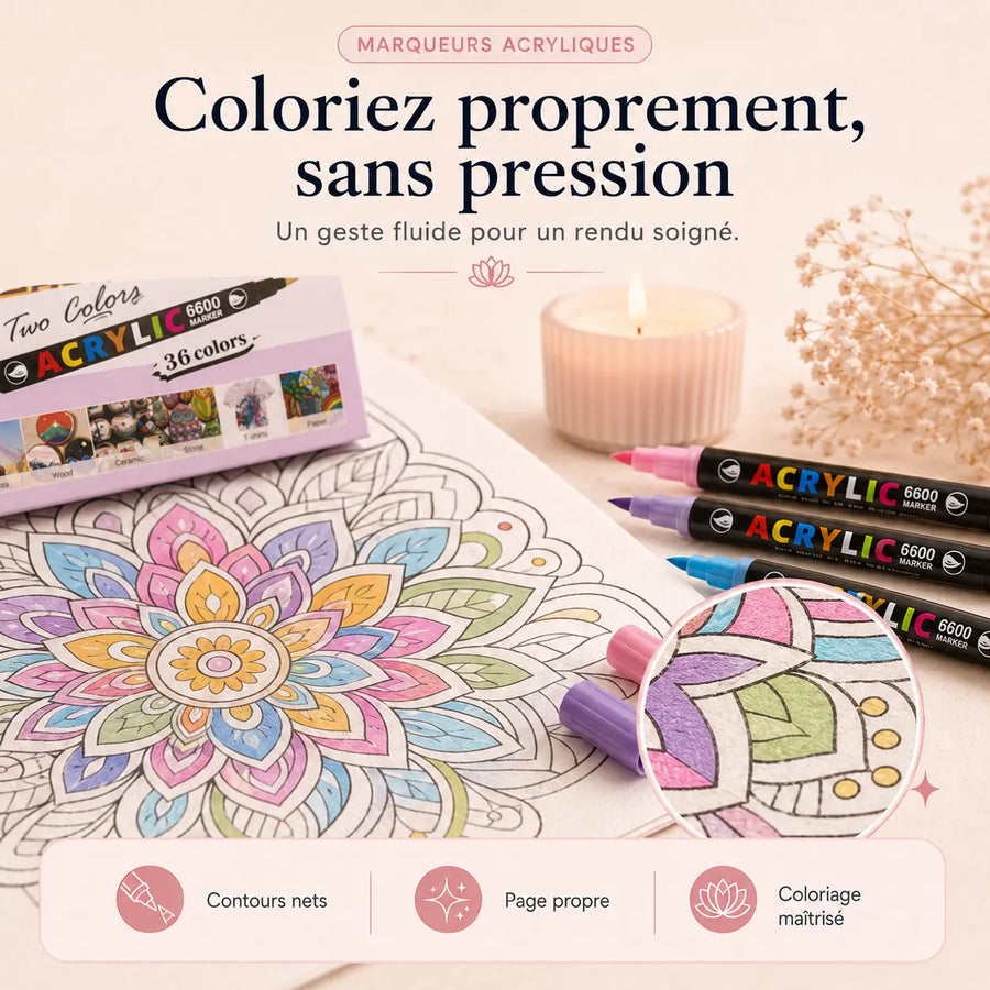Feutres double pointe acryliques 36 à 84 couleurs - image produit