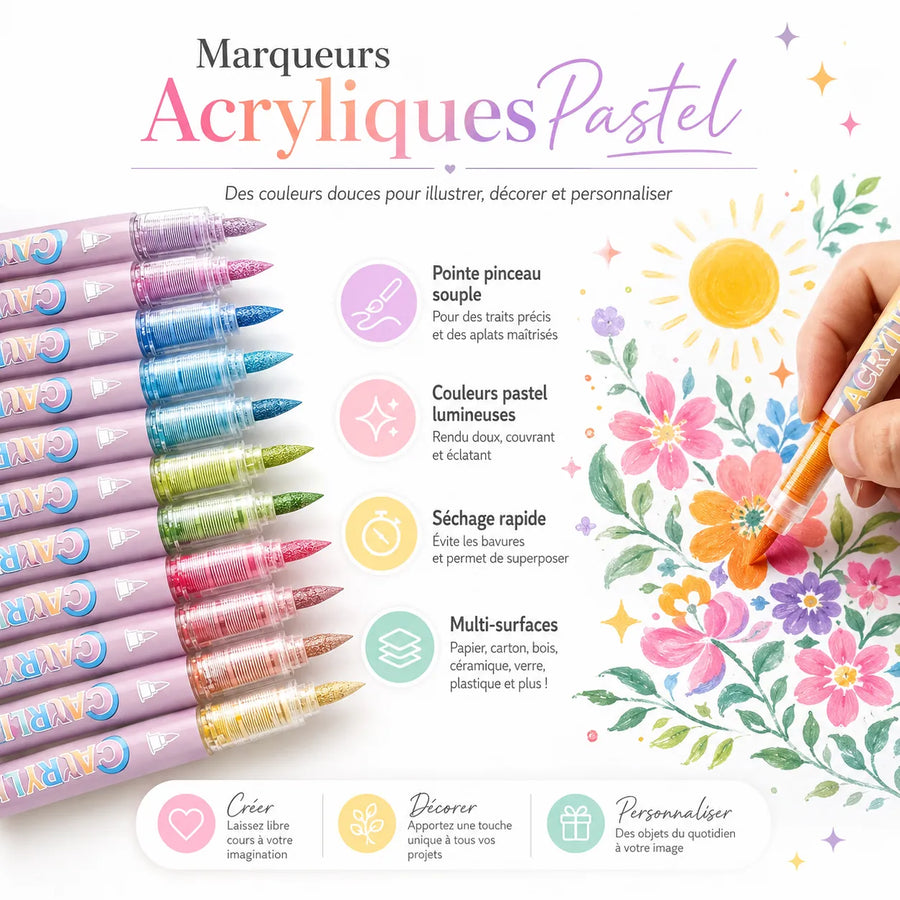 Feutres acryliques par thèmes 12 couleurs - image produit