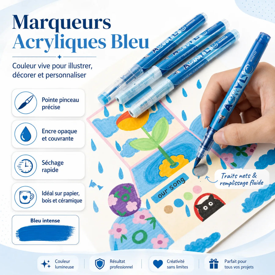 Feutres acryliques par thèmes 12 couleurs - image produit