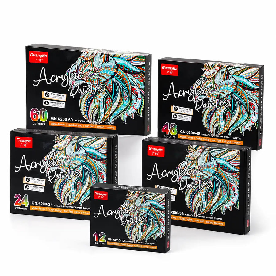 Feutres double pointe acryliques 12 à 60 couleurs - image produit - feutres acryliques pour coloriage adulte, DIY, décoration et projets créatifs