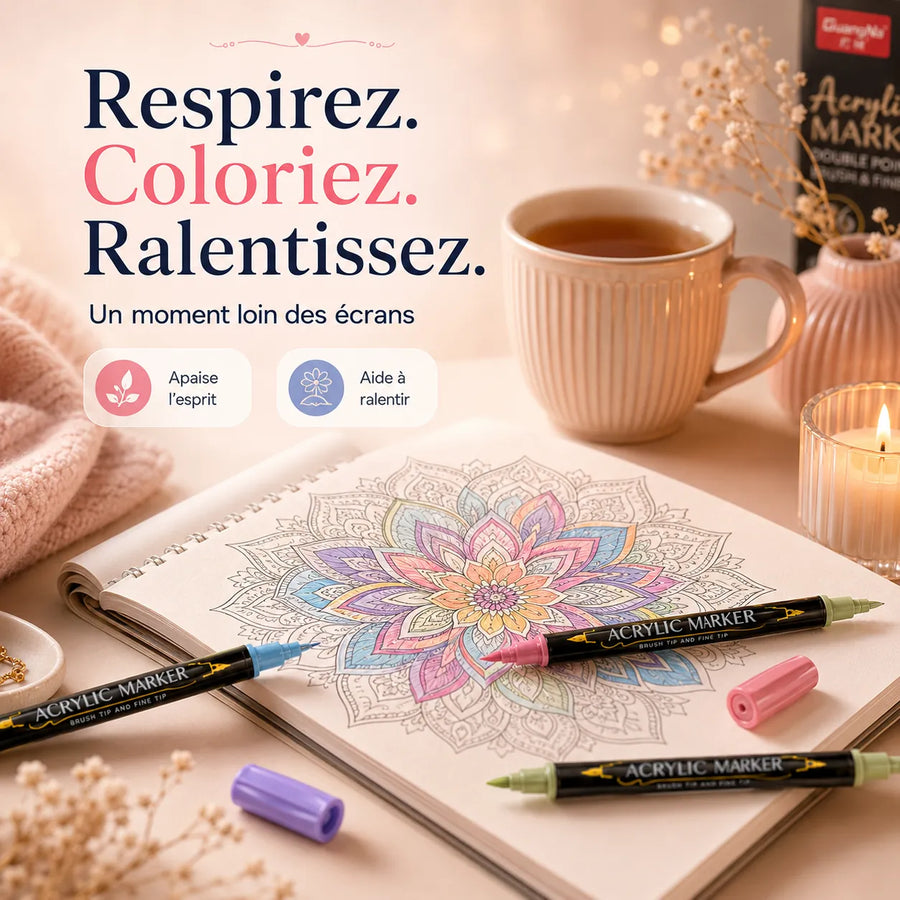 Feutres double pointe acryliques 12 à 60 couleurs - image produit