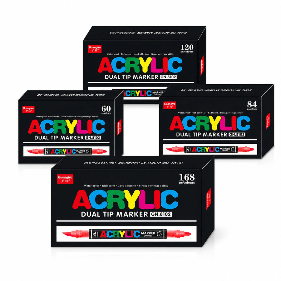 Feutres double pointe acryliques 36 à 168 couleurs - image produit - feutres acryliques pour coloriage adulte, DIY, décoration et projets créatifs