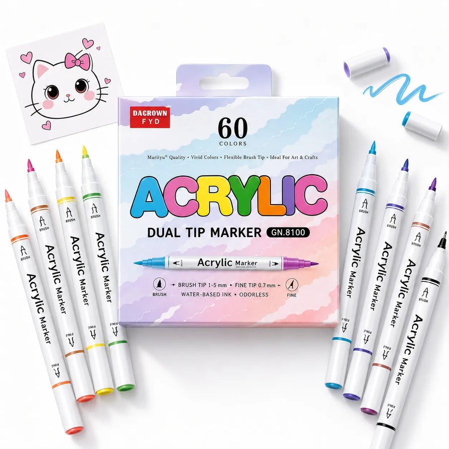 Feutres double pointe acryliques 60 à 168 couleurs - image produit