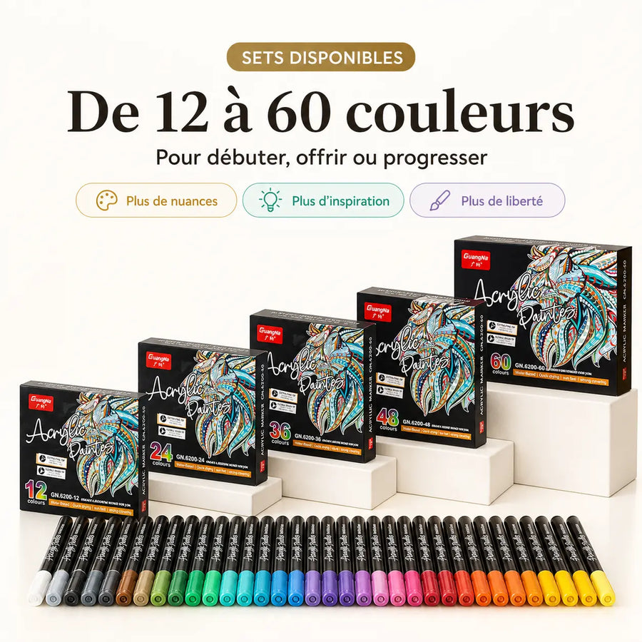 Feutres double pointe acryliques 12 à 60 couleurs - image produit