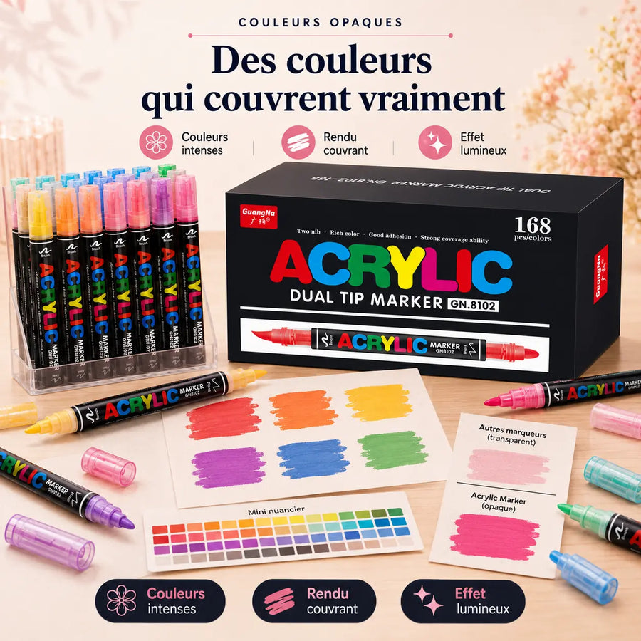 Feutres double pointe acryliques 36 à 168 couleurs - image produit