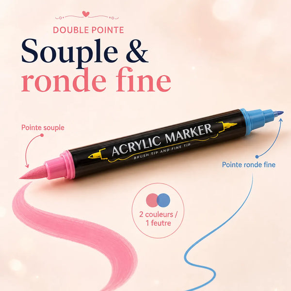 Feutres double pointe acryliques 12 à 60 couleurs - image produit