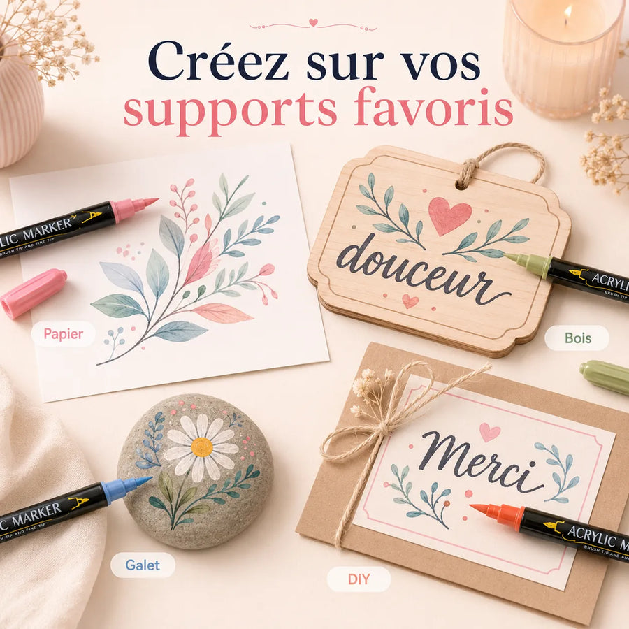 Feutres double pointe acryliques 12 à 60 couleurs - image produit