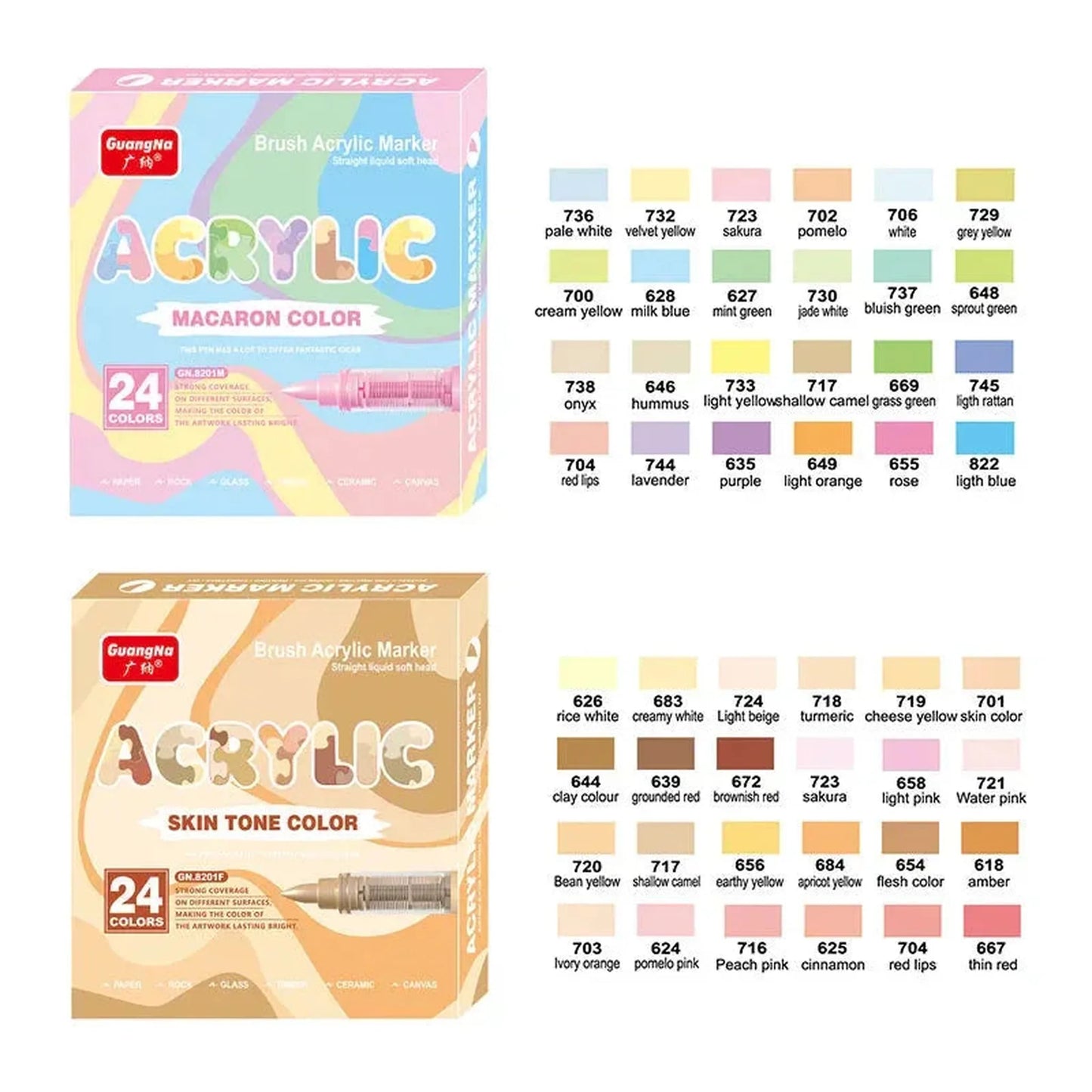 marqueur-acrylique-le-pastel-set-24-tons-chair-macaron - Feutre Acrylique