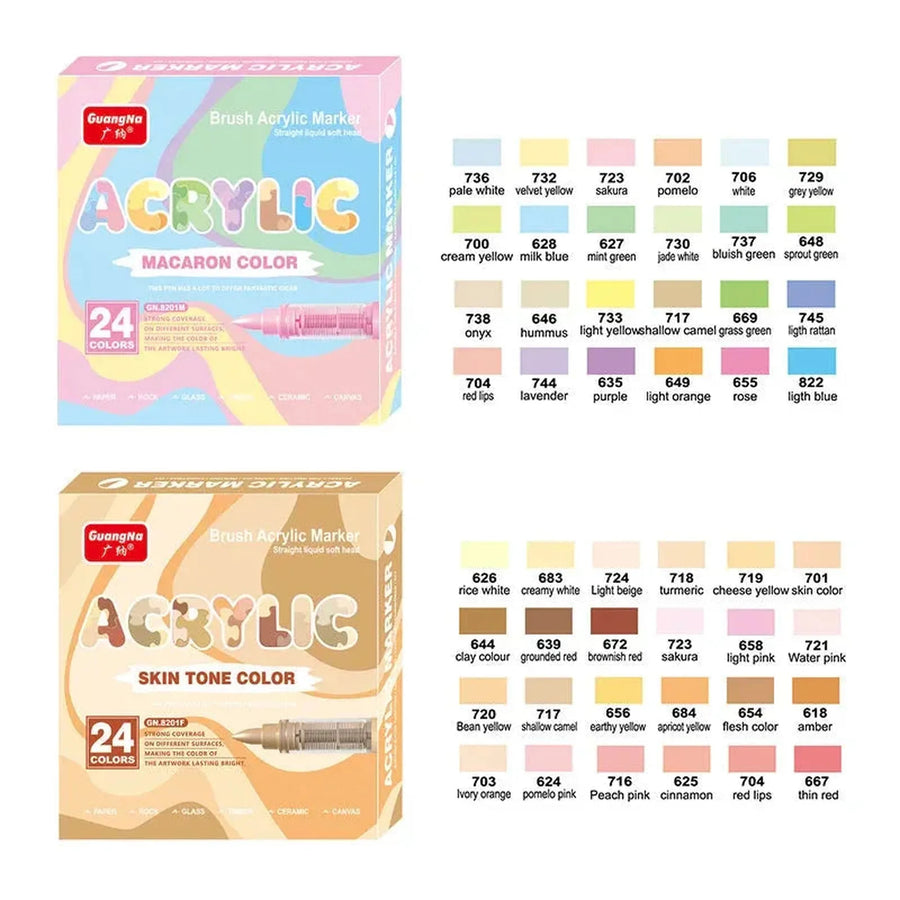 Feutres acryliques tons chair et pastel 24 couleurs - image produit