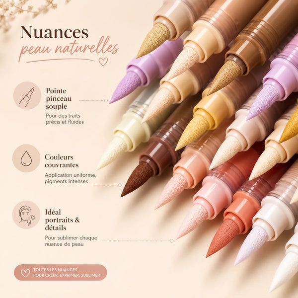 Feutres acryliques tons chair et pastel 24 couleurs - image produit