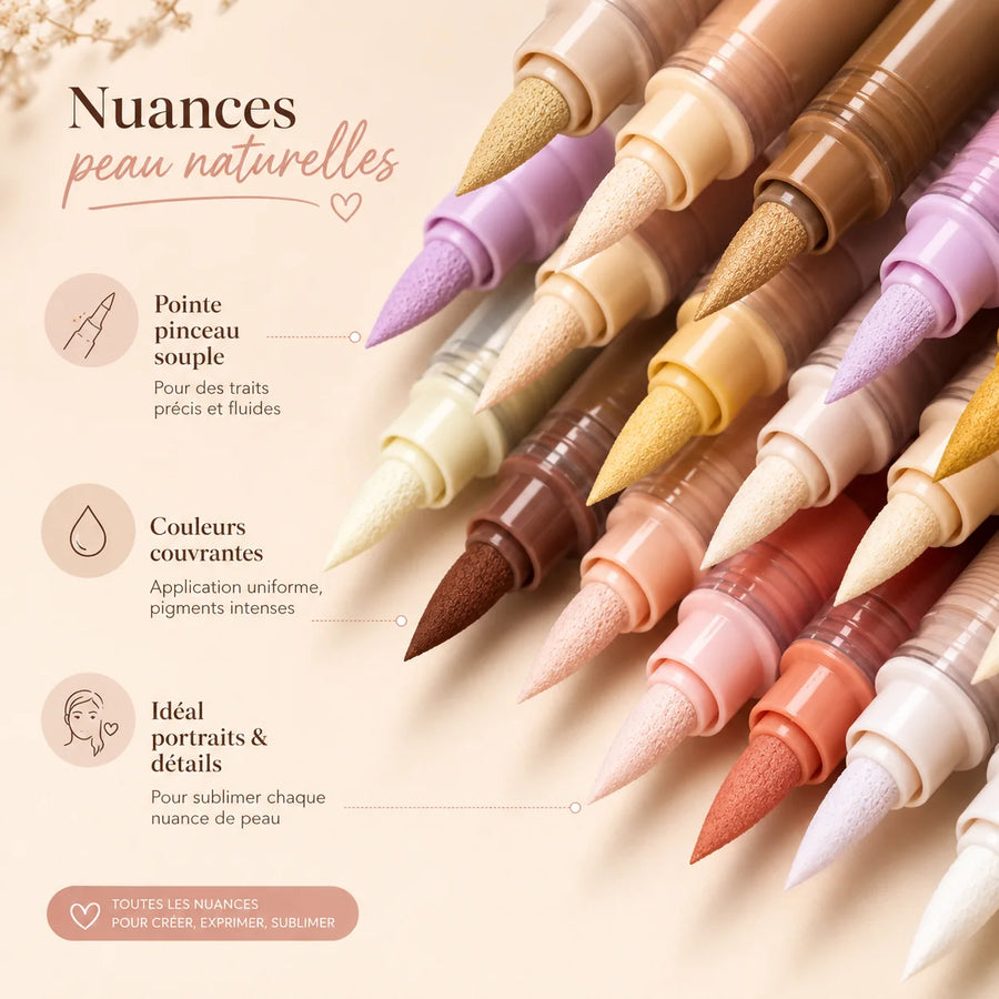 Feutres acryliques tons chair et pastel 24 couleurs - image produit