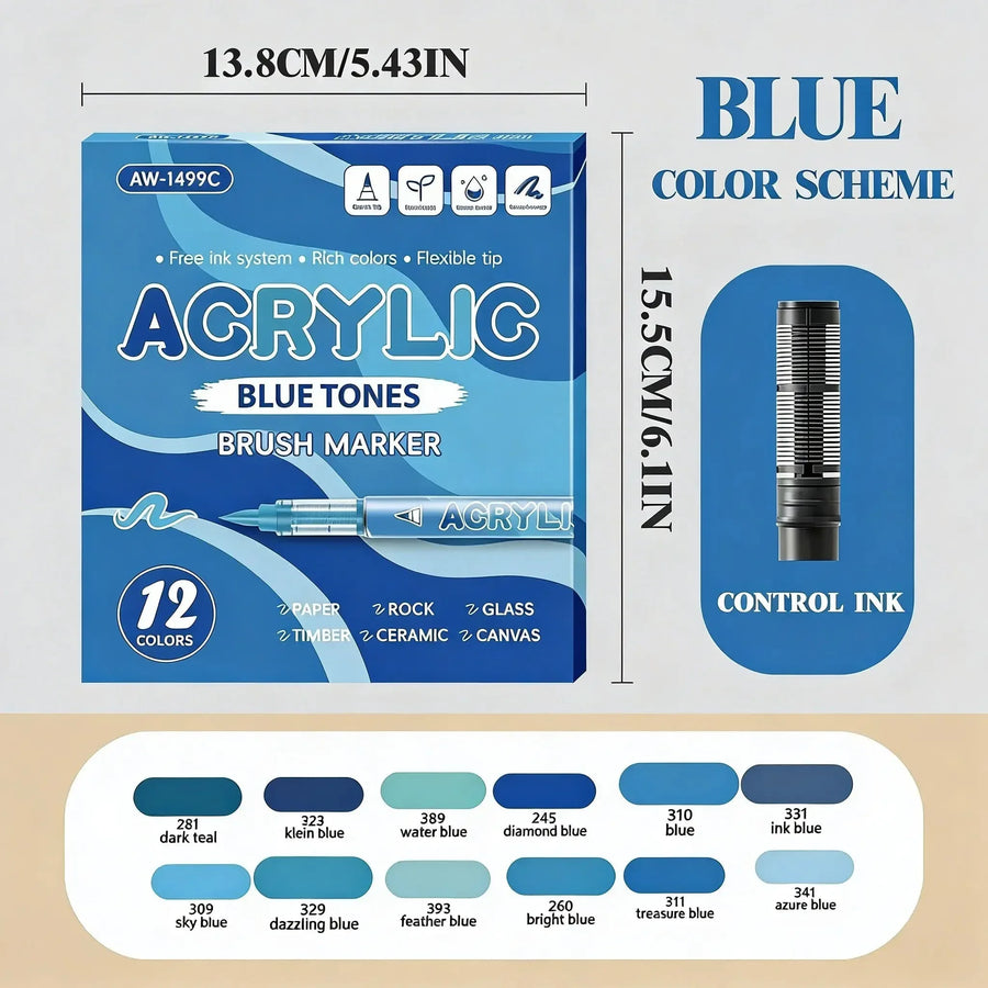 Feutres acryliques par thèmes 12 couleurs - image produit