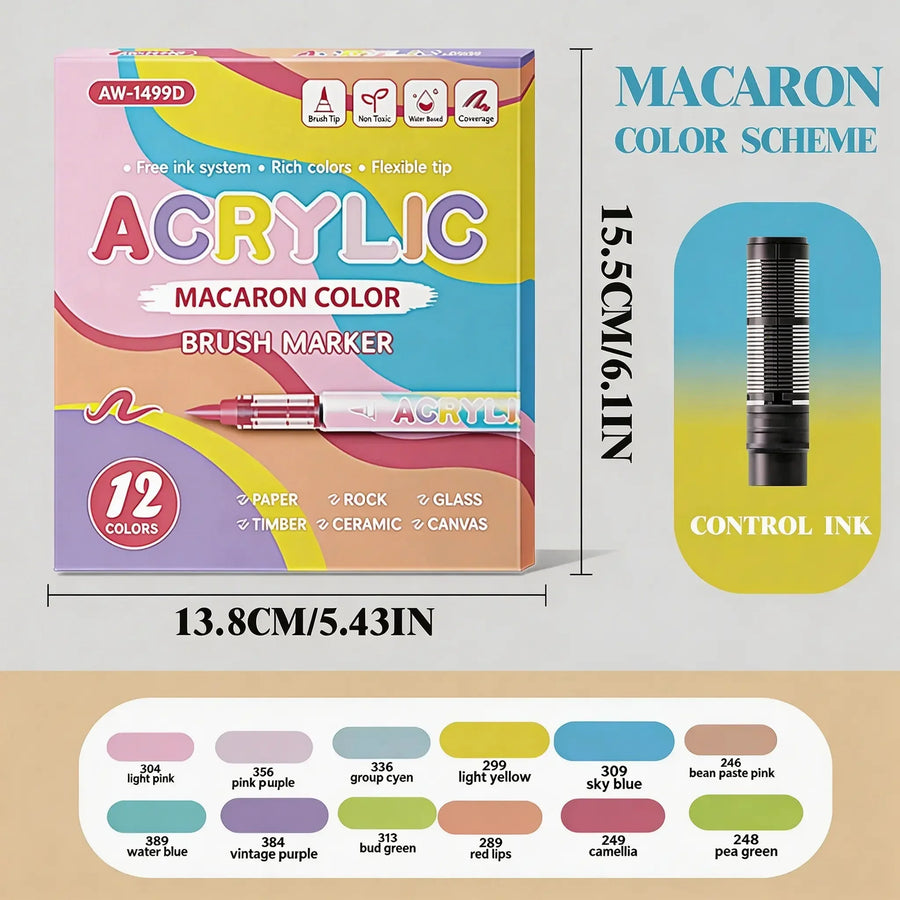 Feutres acryliques par thèmes 12 couleurs - image produit