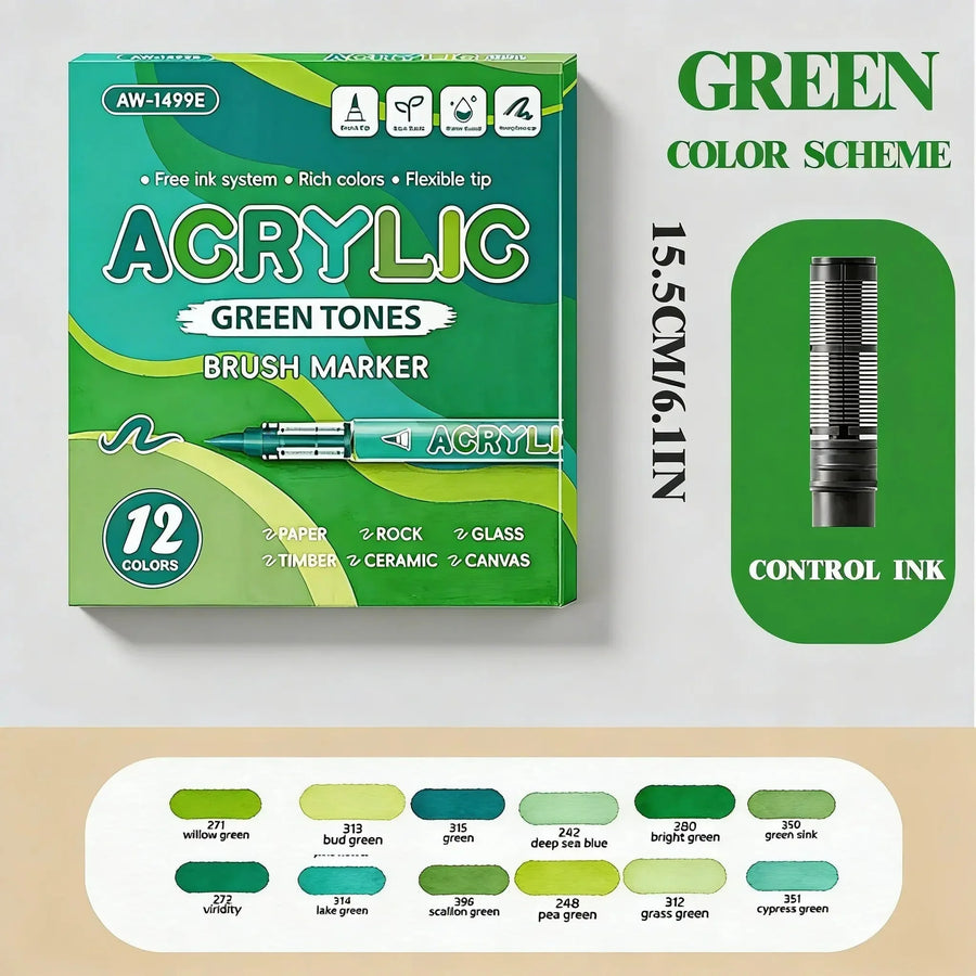 Feutres acryliques par thèmes 12 couleurs - image produit