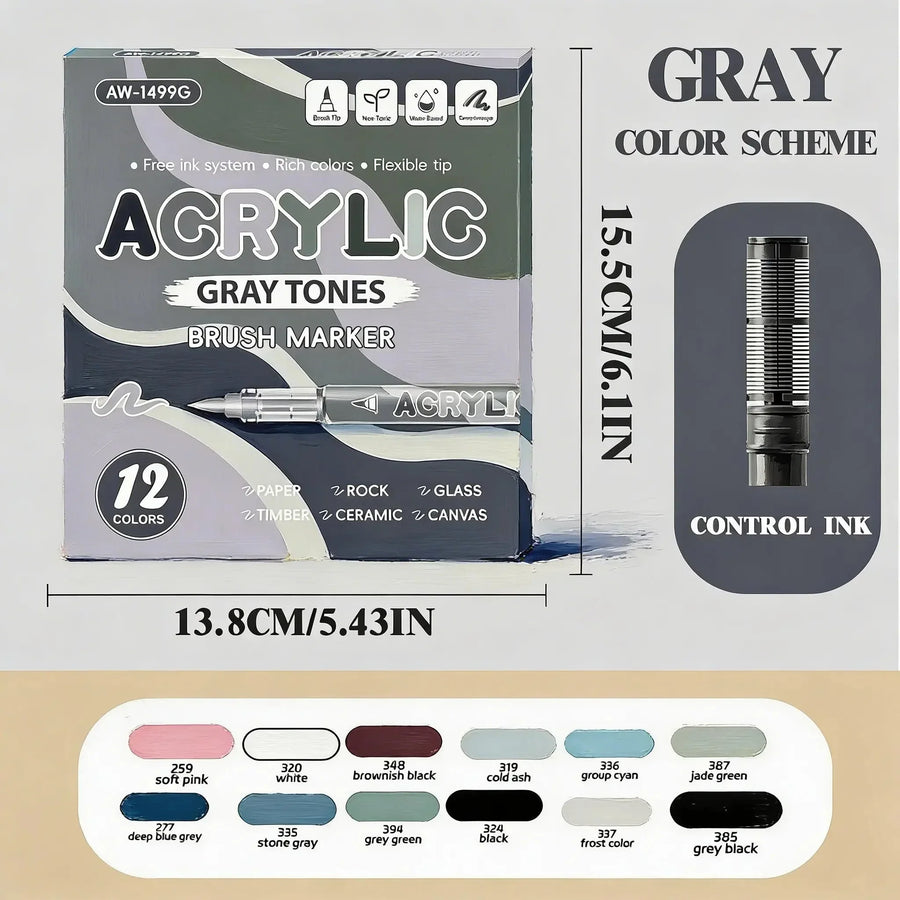 Feutres acryliques par thèmes 12 couleurs - image produit
