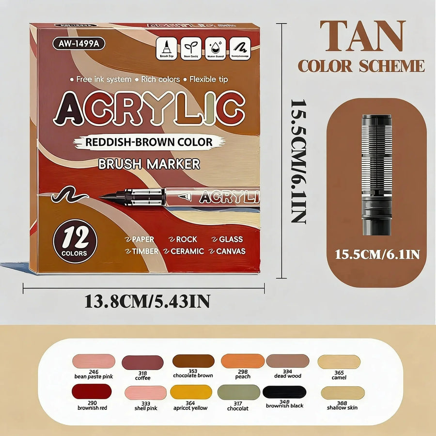 Feutres acryliques par thèmes 12 couleurs - image produit