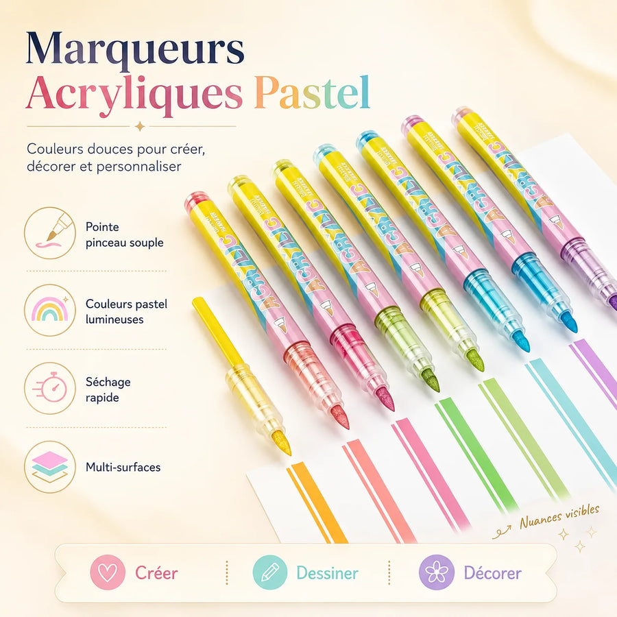 Feutres acryliques par thèmes 12 couleurs - image produit