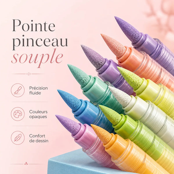 Feutres acryliques tons chair et pastel 24 couleurs - image produit
