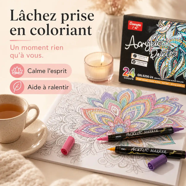Feutres double pointe acryliques 12 à 60 couleurs - image produit