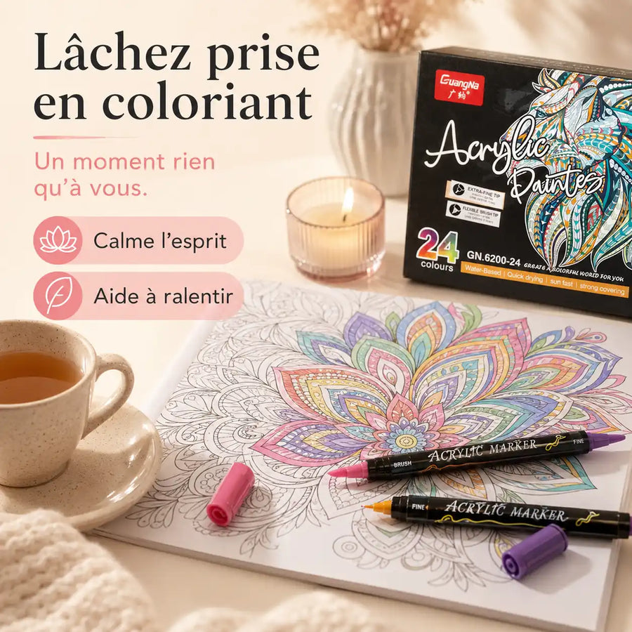 Feutres double pointe acryliques 12 à 60 couleurs - image produit