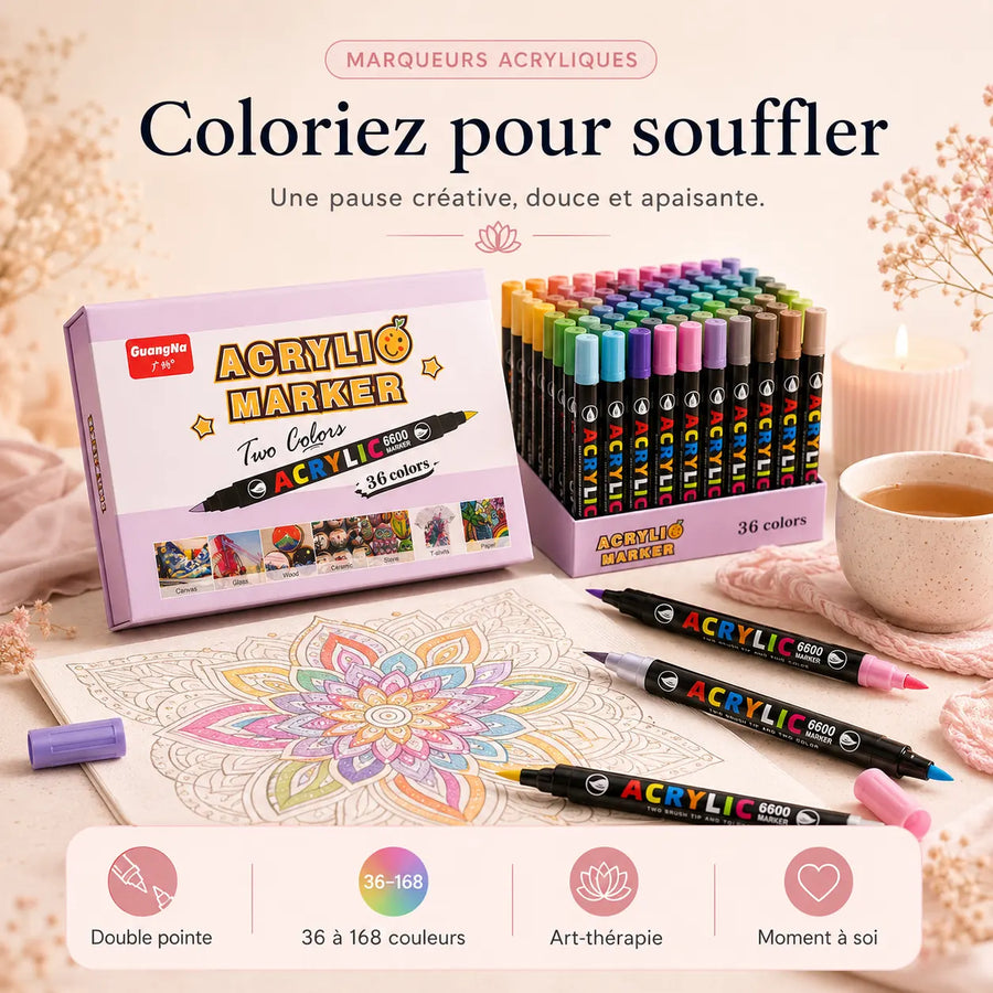 Feutres double pointe acryliques 36 à 84 couleurs - image produit