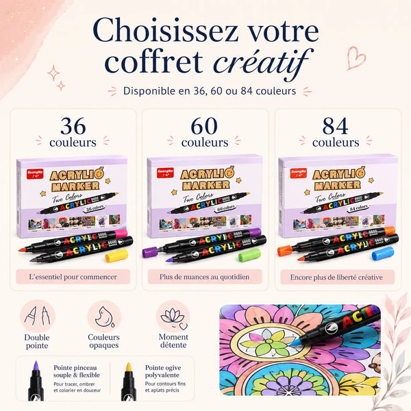 Feutres double pointe acryliques 36 à 84 couleurs - image produit