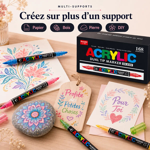 Feutres double pointe acryliques 36 à 168 couleurs - image produit