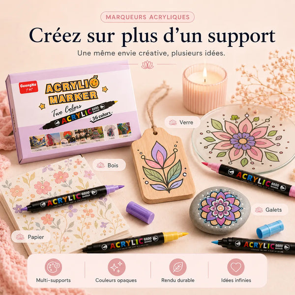 Feutres double pointe acryliques 36 à 84 couleurs - image produit