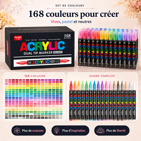 Feutres double pointe acryliques 36 à 168 couleurs - image produit