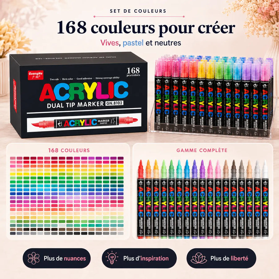 Feutres double pointe acryliques 36 à 168 couleurs - image produit