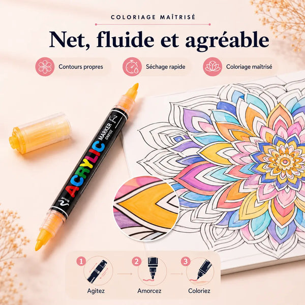 Feutres double pointe acryliques 36 à 168 couleurs - image produit